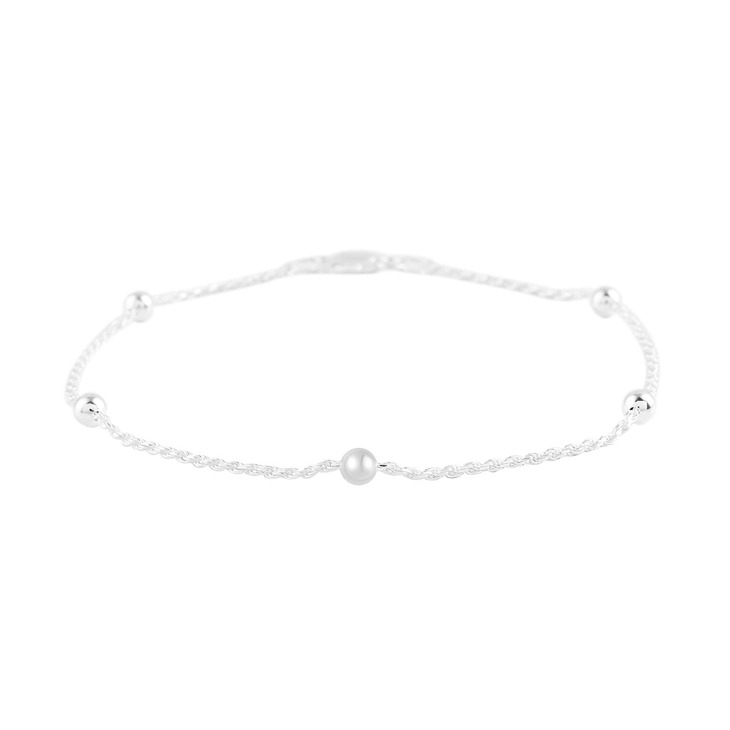 Italian Sterling Silver 4mm Diamond-Cut Rope Anklet (9 In) 3 Grams