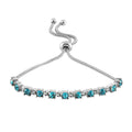 Blue Zircon Crystal Bolo Bracelet in Stainless Steel 2.00 ctw - Sticky add to cart bar