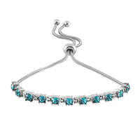 Blue Zircon Crystal Bolo Bracelet in Stainless Steel 2.00 ctw