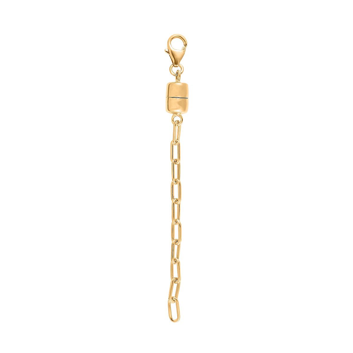 14K Yellow Gold Over Sterling Silver Paper Clip Chain with Magnet and Lobster Lock (7.25 In) 2.20 Grams
