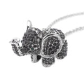 Gray and Green Austrian Crystal Elephant Pendant Necklace 24 Inches in Silvertone - Sticky add to cart bar