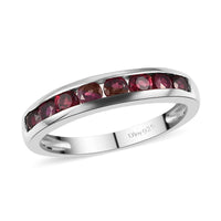 AMERICAN Arizona Anthill Garnet Half Eternity Band Ring in Vermeil Rose Gold Over Sterling Silver (Size 5.0) 0.75 ctw