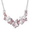 Pink Enameled Butterfly Necklace 20.5-22.5 Inches in Silvertone - Sticky add to cart bar