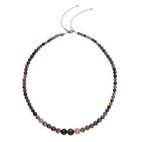 Multi-Tourmaline Beaded Necklace 18-20 Inches in Rhodium Over Sterling Silver 210.00 ctw