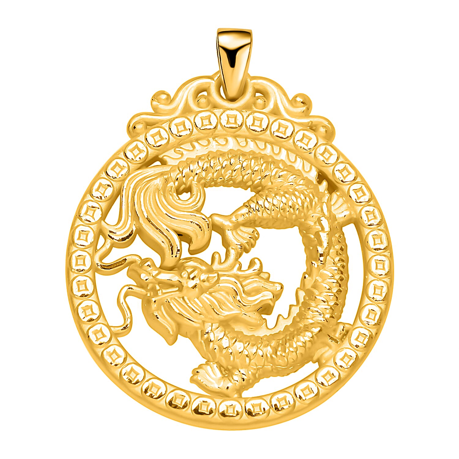 24K Yellow Gold Electroform Dragon Pendant 6 Grams