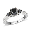 Black Diamond and Diamond Ring in Platinum Over Sterling Silver 1.50 ctw - Sticky add to cart bar