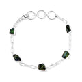 Artisan Crafted Rough Cut Bohemian Moldavite 8.65 ctw Paper Clip Chain Bracelet in Sterling Silver (6.50-8.50In) - Sticky add to cart bar