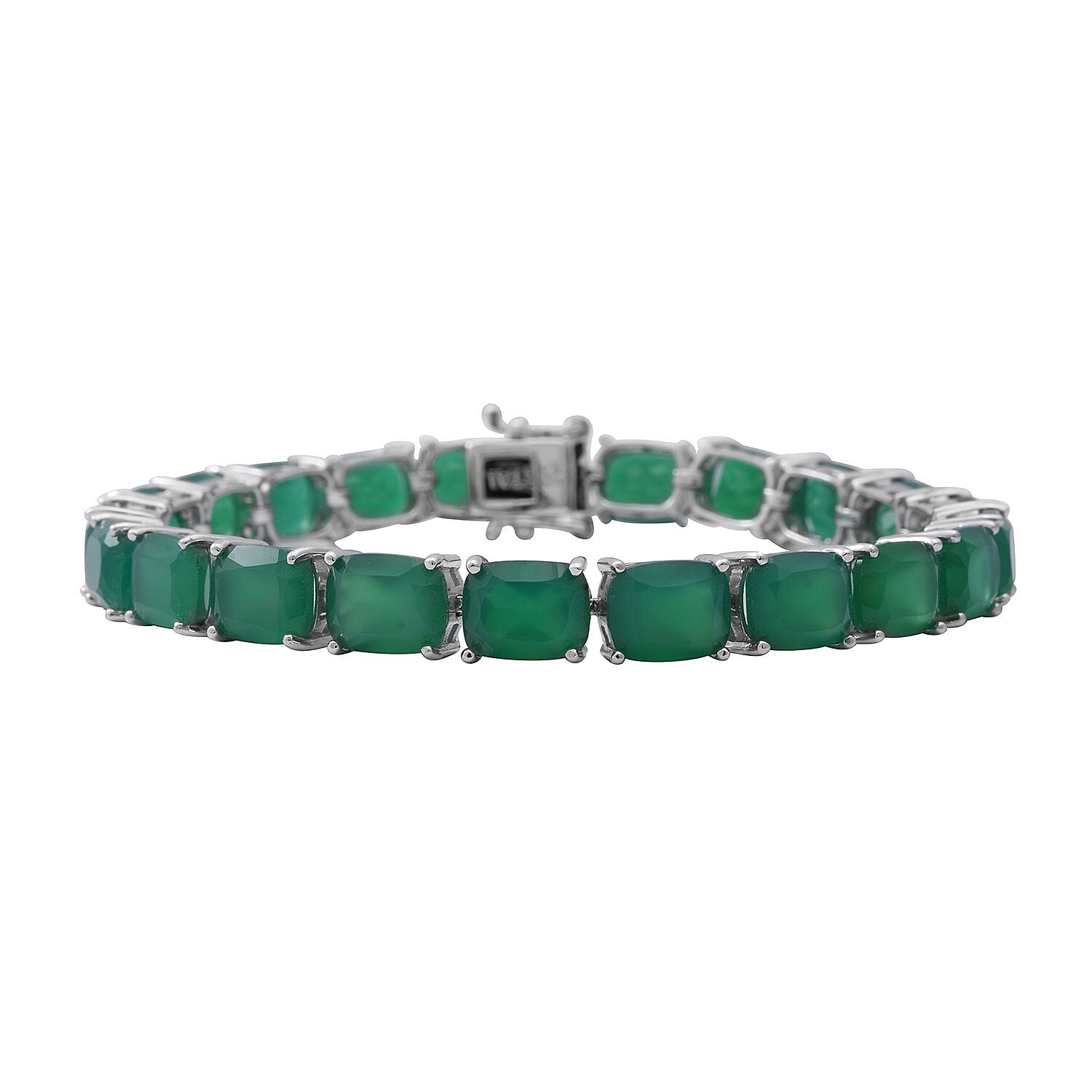 Verde Onyx Tennis Bracelet in Platinum Over Sterling Silver (7.50 In) 12.50 Grams 38.00 ctw