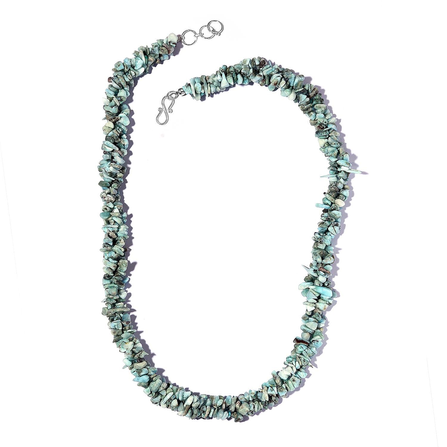 Larimar Chips Necklace 20 Inches in Platinum Over Sterling Silver 308.90 ctw