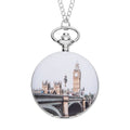 STRADA Japanese Movement Statue of Liberty Pattern Pocket Watch with Silvertone Chain (up to 31 Inches) - Sticky add to cart bar