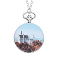 STRADA Japanese Movement Statue of Liberty Pattern Pocket Watch with Silvertone Chain (up to 31 Inches) - Sticky add to cart bar