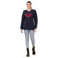 TAMSY Holiday Navy Reindeer Fleece Knit Sweatshirt (100% Cotton) - L - Sticky add to cart bar