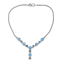 BALI LEGACY Larimar and Swiss Blue Topaz Necklace 20 Inches in Sterling Silver 29.50 Grams 36.25 ctw