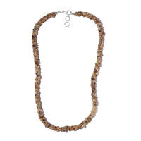 Golden Zircon Chips Necklace 20 Inches in Sterling Silver 220.40 ctw