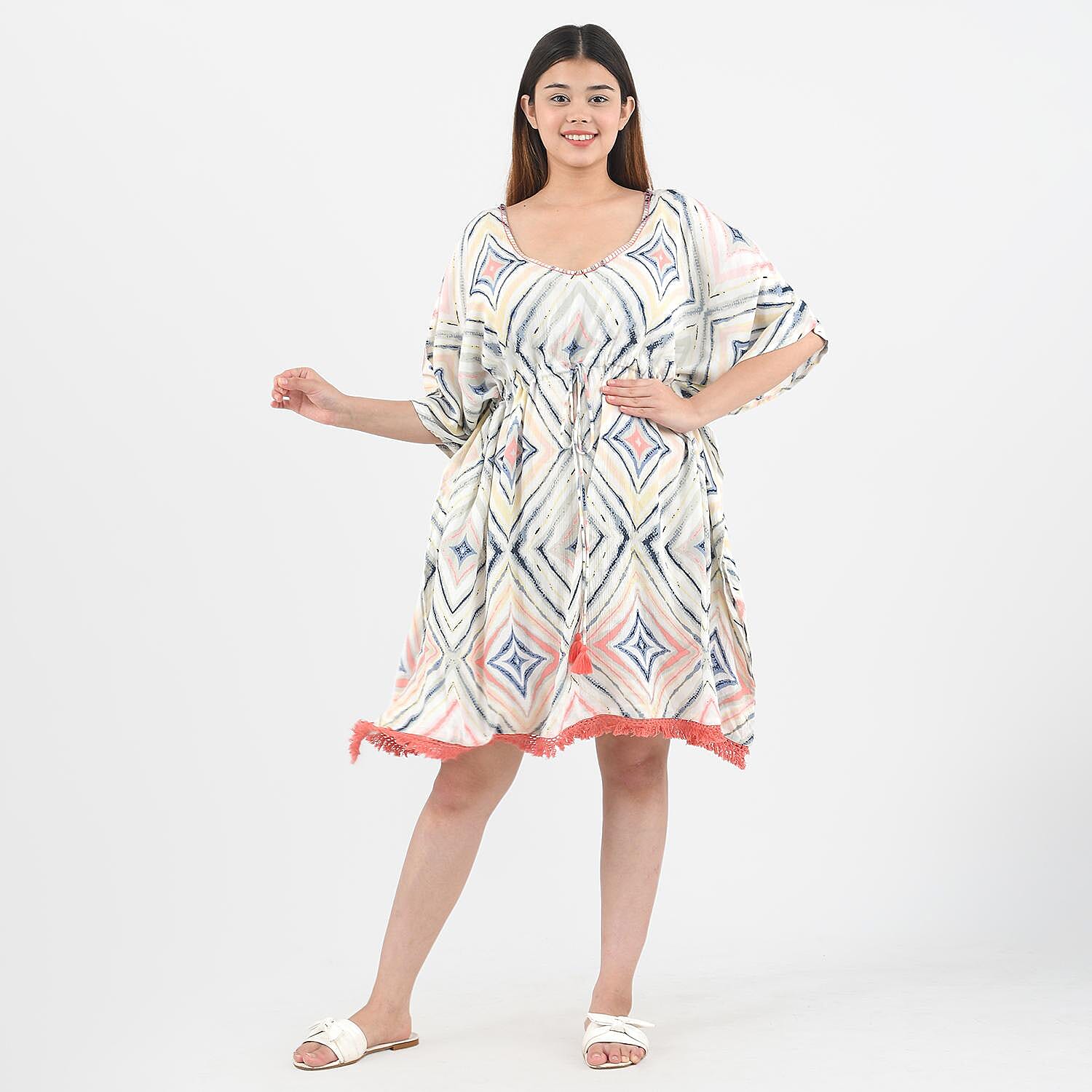 Tamsy Off White Color Kaftan with Doori and Tassel - One Size Fits Most