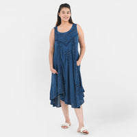 TAMSY, 100% RAYON, UMBRELLA DRESS , SIZE-ONE SIZE MISSY, COLOR-NAVY
