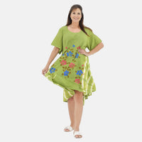 TAMSY, 100% RAYON, DRESS, SIZE- ONE SIZE MISSY, COLOR- OLIVE