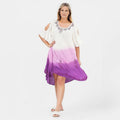 TAMSY, 100% Rayon, Dress, Size- One size Missy, Color- White & Purple - Sticky add to cart bar
