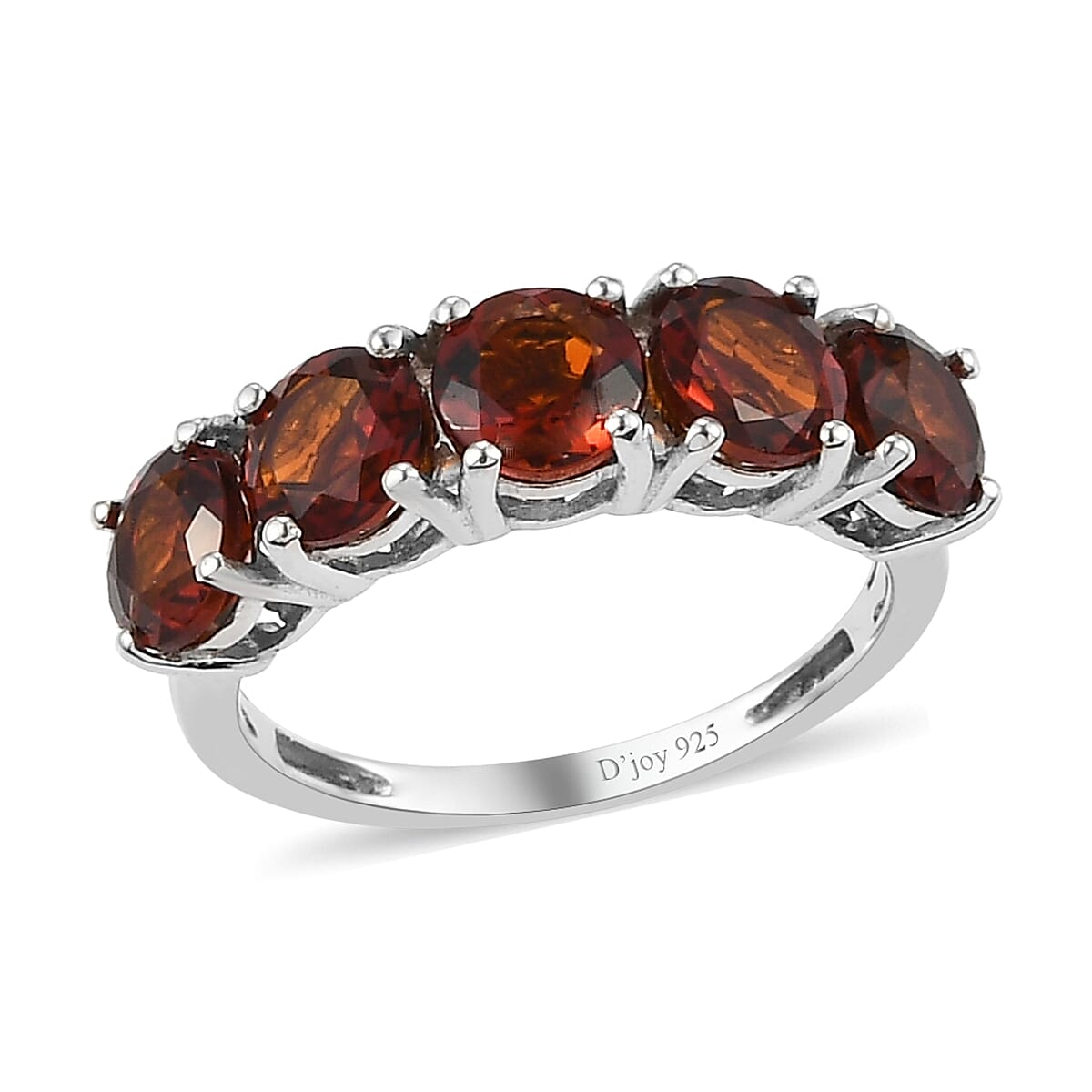 Brazilian Cherry Citrine 5 Stone Ring in Platinum Over Sterling Silver (Size 5.0) 2.35 ctw