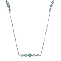 Green Moissanite Beaded Necklace 20-22 Inches in Rhodium Over Sterling Silver 7.40 ctw