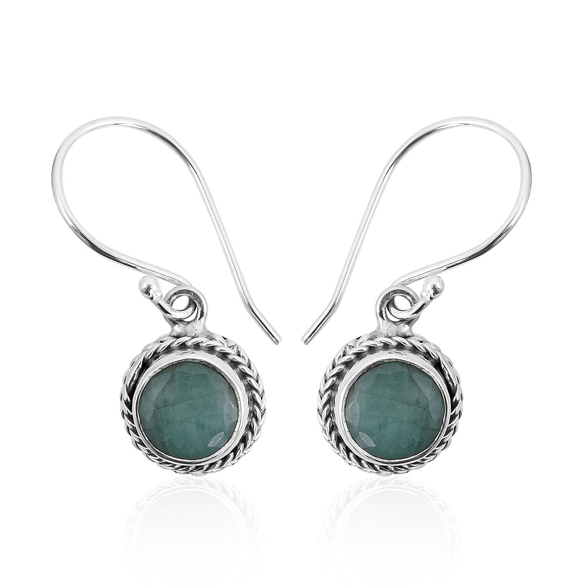 Bali Legacy Socoto Emerald Fish Hook Earrings in Sterling Silver 1.50 ctw