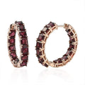 Asscher Cut Orissa Rhodolite Garnet Inside Out Hoop Earrings in Vermeil Rose Gold Over Sterling Silver 11.10 ctw - Sticky add to cart bar