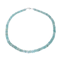 Natural Mint Green Aquamarine Beaded Necklace 18 Inches in Sterling Silver 190.00 ctw