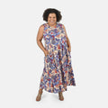 TAMSY Indigo Staple Printed Long Maxi Dress - One Size Missy - Sticky add to cart bar