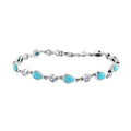 AMERICAN Natural Sleeping Beauty Turquoise and Tanzanite Bracelet in Platinum Over Sterling Silver (7.25 In) 7.25 Grams 4.35 ctw - Sticky add to cart bar