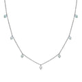 Green Moissanite Beaded Station Necklace 20-22 Inches in Rhodium Over Sterling Silver 7.35 ctw - Sticky add to cart bar