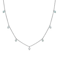 Green Moissanite Beaded Station Necklace 20-22 Inches in Rhodium Over Sterling Silver 7.35 ctw