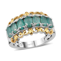 Premium Grandidierite 7 Stone Ring in Vermeil Yellow Gold and Platinum Over Sterling Silver (Size 10.0) 1.35 ctw