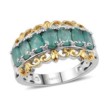 Premium Grandidierite 7 Stone Ring in Vermeil Yellow Gold and Platinum Over Sterling Silver (Size 10.0) 1.35 ctw - Product card gallery slide 1 (10176831848761)