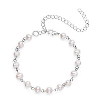 Golden Freshwater Cultured Pearl Anklet (8-10 In) in Silvertone