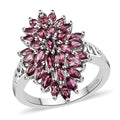 Orissa Rhodolite Garnet Elongated Ring in Platinum Over Sterling Silver (Size 10.0) 3.00 ctw - Sticky add to cart bar
