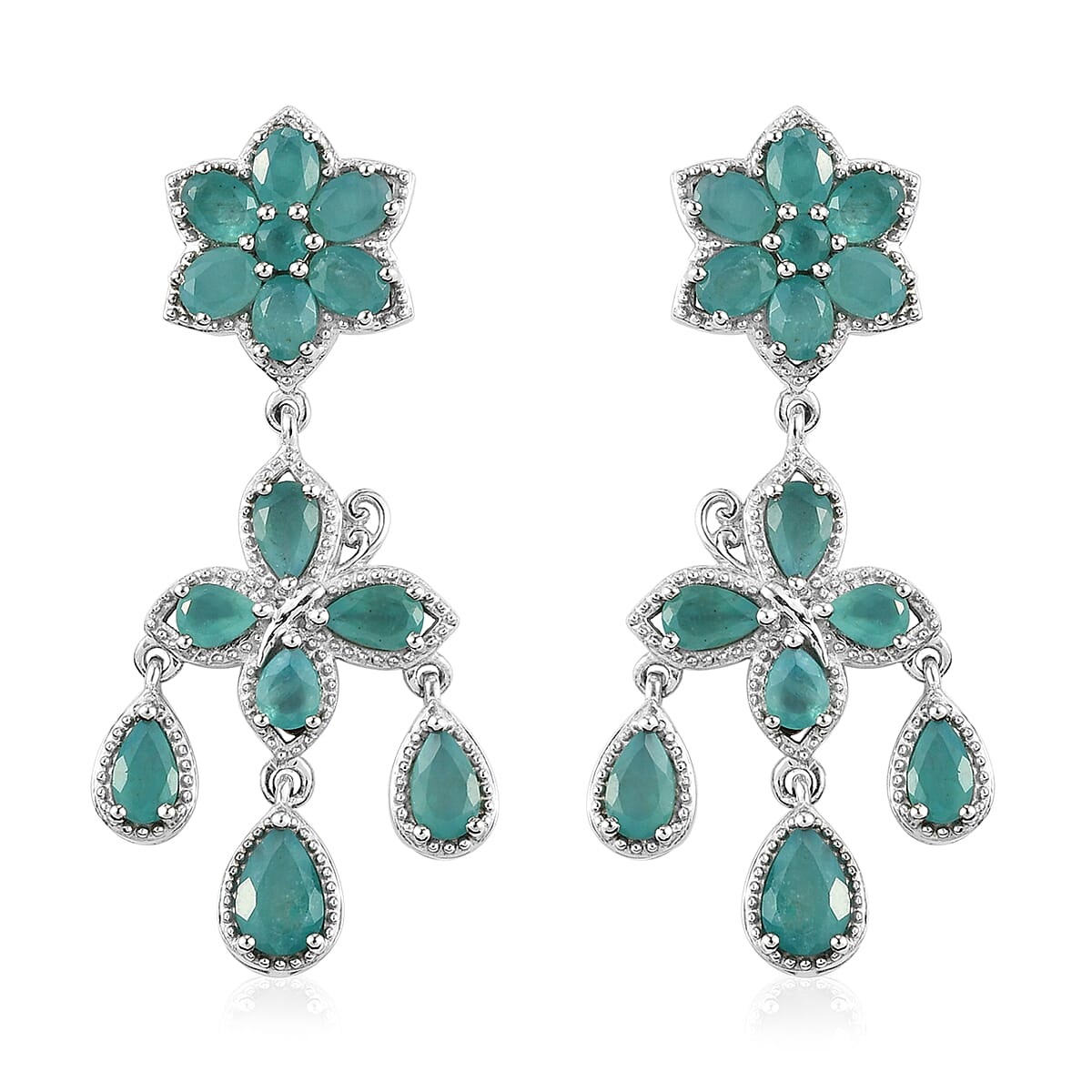 Premium Grandidierite Chandelier Earrings in Platinum Over Sterling Silver 5.00 ctw
