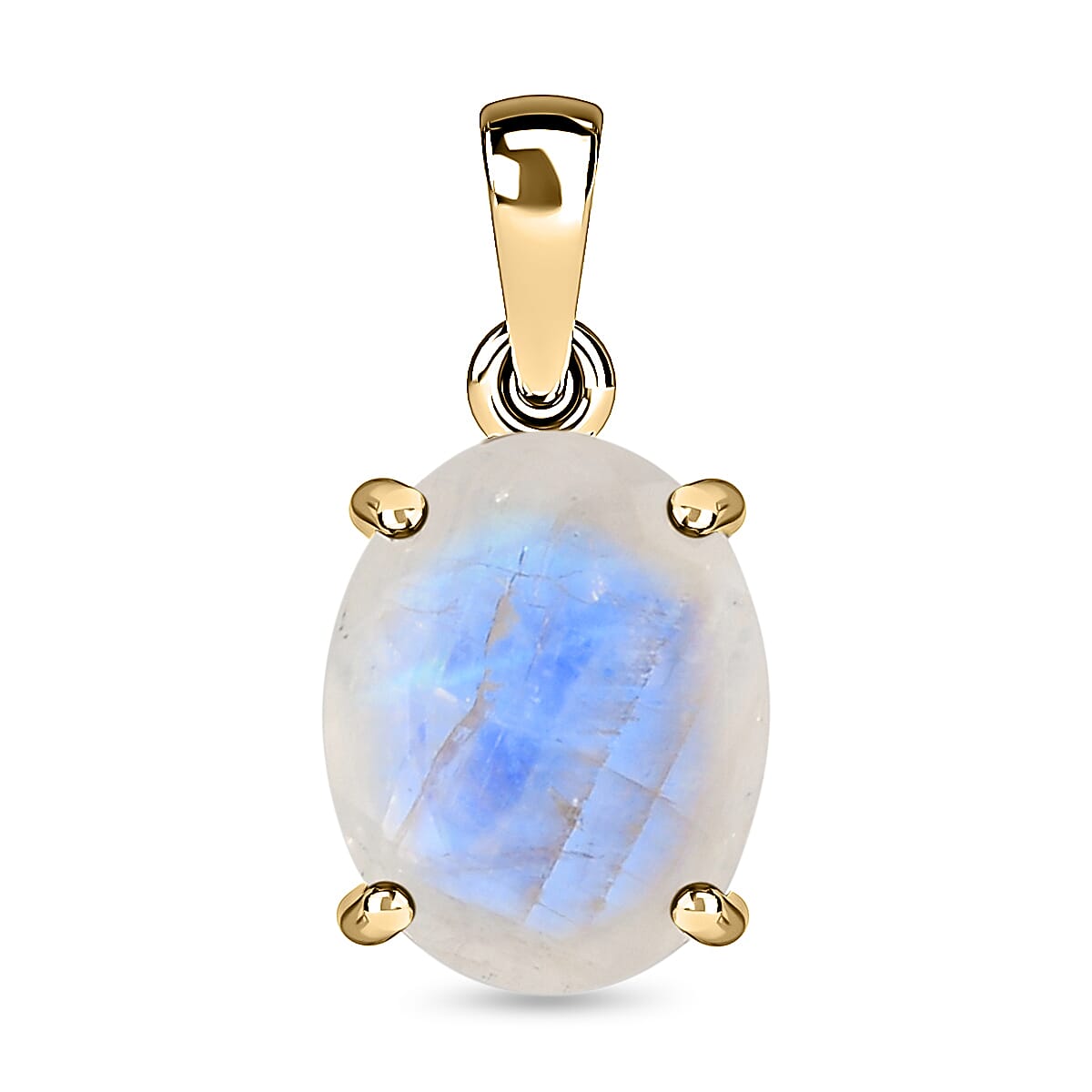 Luxoro Premium Rainbow Moonstone 2.50 ctw Solitaire Pendant in 10K Yellow Gold