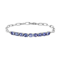 Tanzanite Paper Clip Chain Bracelet in Platinum Over Sterling Silver (8.00 In) 2.90 ctw