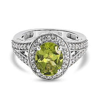 Peridot and Multi Gemstone 3.01 ctw Ring in Platinum Over Sterling Silver (Size 5.5)