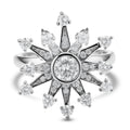 Simulated Diamond Snowflake Spinner Ring in Rhodium Over Sterling Silver (Adjustable Size 6-8) 1.60 ctw - Sticky add to cart bar