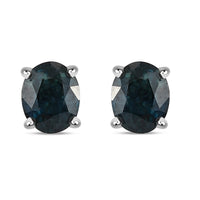 Luxoro 10K White Gold AAA Indigo Sapphire Solitaire Stud Earrings 0.75 ctw