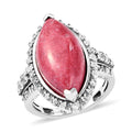 Norwegian Thulite and Natural White Zircon Ring in Black Oxidized Sterling Silver (Size 10.0) 10.50 ctw - Sticky add to cart bar