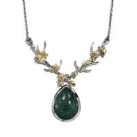 Karis Green Aventurine Necklace in 18K YG Plated and Stainless Steel 18 Inches, Tarnish-Free, Waterproof, Sweat Proof Jewelry