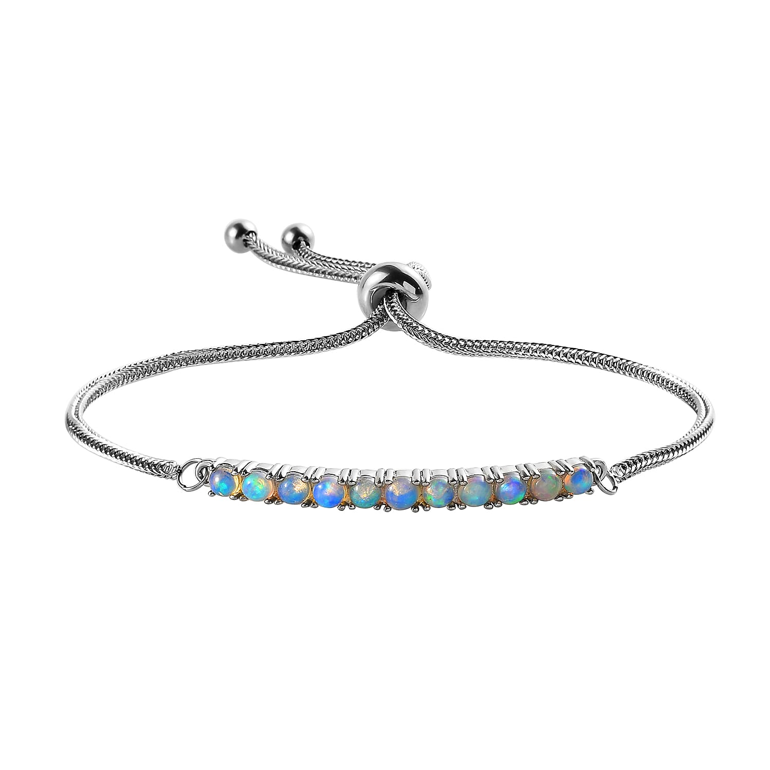 Ethiopian Welo Opal Bolo Bracelet in Stainless Steel 0.85 ctw