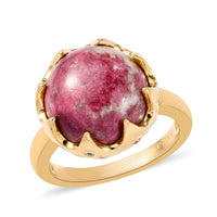 KARIS Norwegian Thulite and Natural White Zircon Ring in ION Plated 18K Yellow Gold (Size 10.0) 8.25 ctw