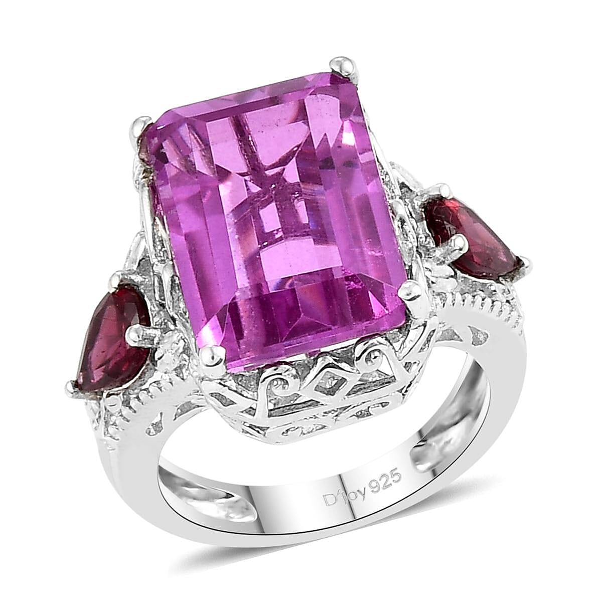 Patroke Quartz, Orissa Rhodolite Garnet Ring in Platinum Over Sterling Silver (Size 10.0) 9.40 ctw