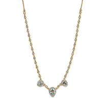 Mangoro Aquamarine and Natural White Zircon Tear Drop Necklace 18 Inches in Vermeil YG Over Sterling Silver 3.65 ctw
