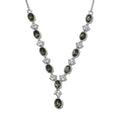 AAA Bohemian Moldavite and White Zircon Necklace 18 Inches in Platinum Over Sterling Silver 4.40 ctw - Sticky add to cart bar