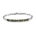 AAA Bohemian Moldavite Paper Clip Chain Bracelet in Platinum Over Sterling Silver (7.25 In) 2.60 ctw - Sticky add to cart bar