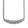Multi Color Austrian Crystal Mesh Chain Necklace 20 Inches in Black Oxidized & Stainless Steel - Sticky add to cart bar